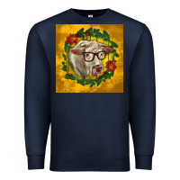 Navy christmas charolais cow face Premium Sweatshirt - LillyAllenDesigns