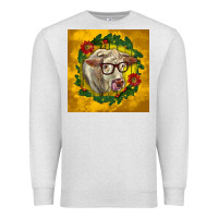 Oatmeal Heather christmas charolais cow face Premium Sweatshirt - LillyAllenDesigns