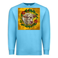 Ocean Blue christmas charolais cow face Premium Sweatshirt - LillyAllenDesigns