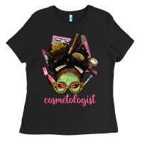 Black Afro Messy Bun Cosmetologist Ladies Tee - BundleAndBundleShop