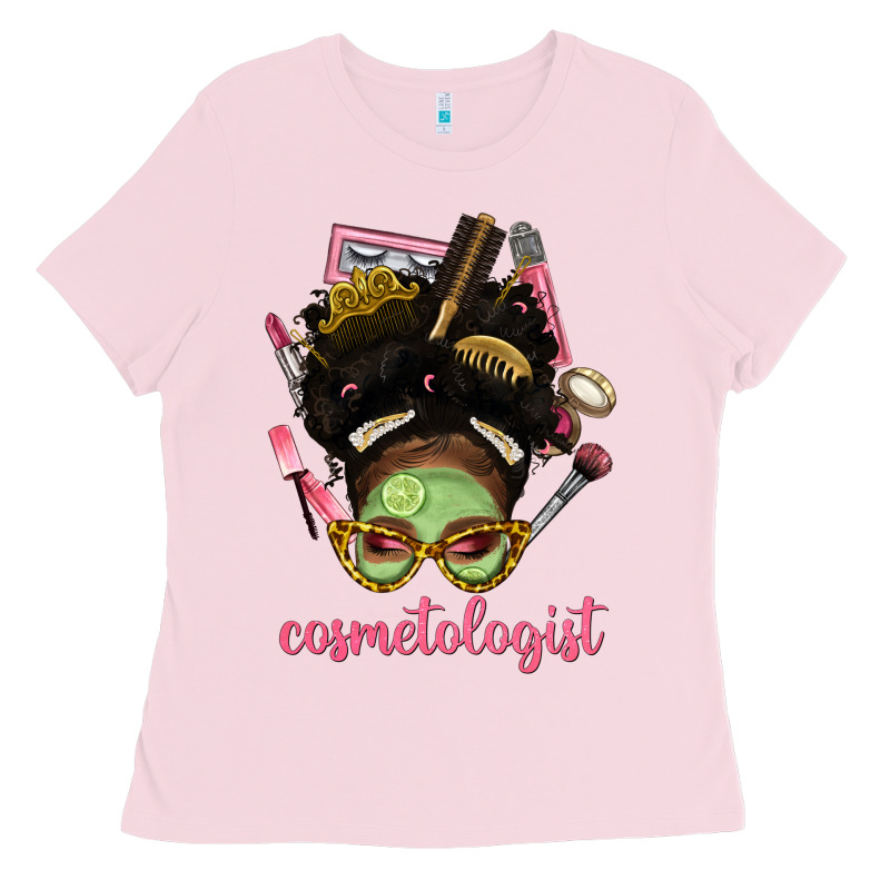 Afro Messy Bun Cosmetologist Ladies Tee by BundleAndBundleShop | Teevron