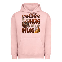 Pigment Salmon coffee is a hug in a mug Urban Hoodie - BarkalooDesign