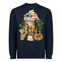 Navy Mexican Hot Coffee Cup Heavyweight Sweatshirt - FaDigitalArtStudio