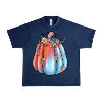 Navy flowers pumpkin Urban Heavy Tee - JahusDesignShop