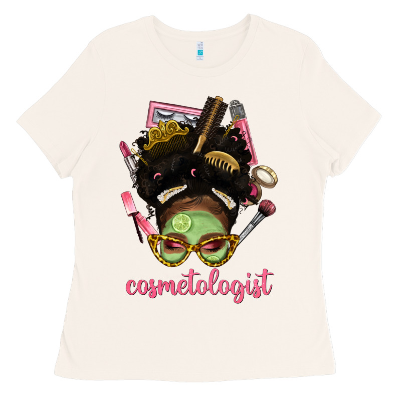 Afro Messy Bun Cosmetologist Ladies Tee by BundleAndBundleShop | Teevron