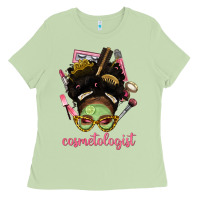 Matcha Afro Messy Bun Cosmetologist Ladies Tee - BundleAndBundleShop