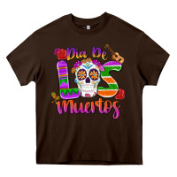 Chocolate Brown dia de los muertos Heavy Core Tee - MaliasSmallBusiness