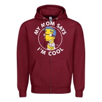 Burgundy The Simpsons Milhouse My Mom Says I'm Cool V1 Zipper Hoodie - tuanDangUi