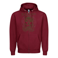 Burgundy Seether Octoskull Zipper Hoodie - tuanDangUi