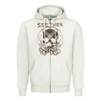 Oatmeal Heather Seether Octoskull Zipper Hoodie - tuanDangUi