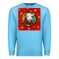 Ocean Blue christmas hereford calf Premium Sweatshirt - LillyAllenDesigns
