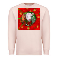 Pale Pink christmas hereford calf Premium Sweatshirt - LillyAllenDesigns