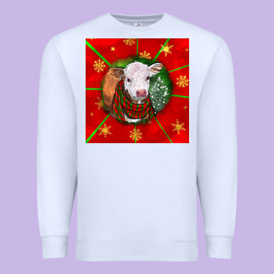 Christmas Hereford Calf Premium Sweatshirt Designed By Lillyallendesigns