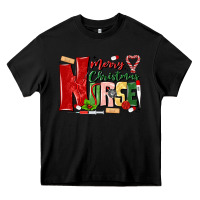 Black merry christmas nurse Heavy Core Tee - MaliasSmallBusiness