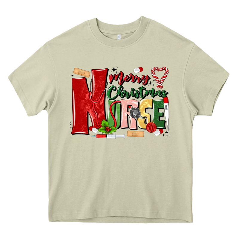 Merry Christmas Nurse Heavy Core Tee by MaliasSmallBusiness | Teevron