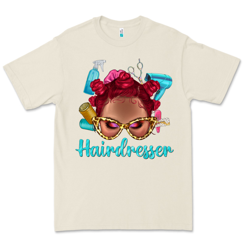 Afro Bantu Knots Red Hairdresser With Leopard Glasses Bbs Premium Tee by BundleAndBundleShop | Teevron