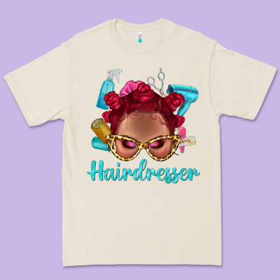 Afro Bantu Knots Red Hairdresser With Leopard Glasses Bbs Premium Tee Designed By Bundleandbundleshop