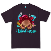 Plum Afro Bantu Knots Red Hairdresser With Leopard Glasses Bbs Premium Tee - BundleAndBundleShop