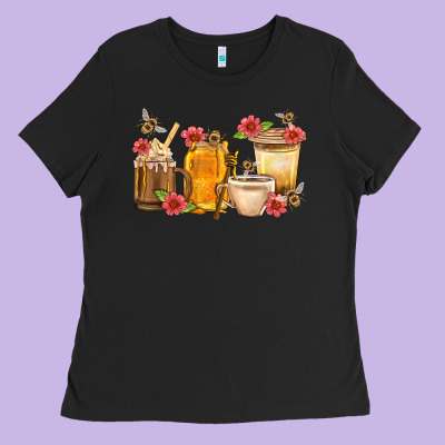 Honey And Bee With Flower Coffee Cup Ladies Tee Designed By Bundleandbundleshop