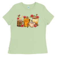 Matcha Honey And Bee With Flower Coffee Cup Ladies Tee - BundleAndBundleShop
