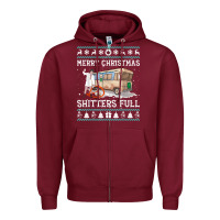 Burgundy merry christmas shitters full Zipper Hoodie - tuanDangUi