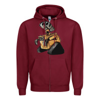 Burgundy wall e Zipper Hoodie - tuanDangUi