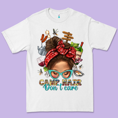 Camp Hair Dont Care Messy Bun Bbs Premium Tee Designed By Bundleandbundleshop