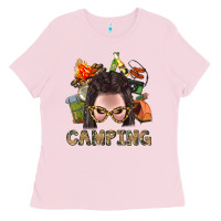 Camping Braid Hair Woman With Fire Bbs Ladies Tee | Teevron