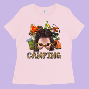 Camping Braid Hair Woman With Fire Bbs Ladies Tee Designed By Bundleandbundleshop