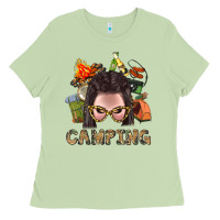 Matcha Camping Braid Hair Woman With Fire Bbs Ladies Tee - BundleAndBundleShop