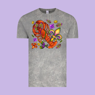Crawfish And Fleur De Lis Vintage Tee Designed By Nancycooperartshop