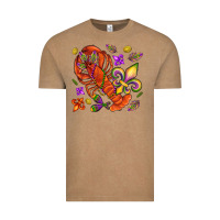 Vintage Coffee Crawfish and fleur de lis Vintage Tee - NancyCooperArtShop