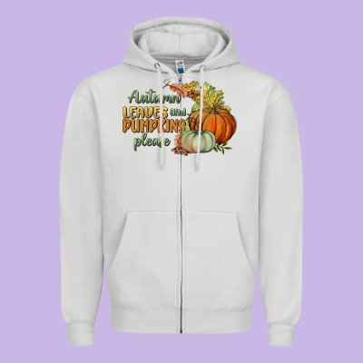 Autumn Leaves And Pumpkins Please Zipper Hoodie Designed By Bundleandbundleshop