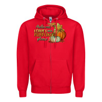 Red autumn leaves and pumpkins please Zipper Hoodie - BundleAndBundleShop