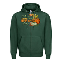 Sports Green autumn leaves and pumpkins please Zipper Hoodie - BundleAndBundleShop