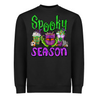 Black Spooky Season Coffee Cups Heavyweight Sweatshirt - FaDigitalArtStudio