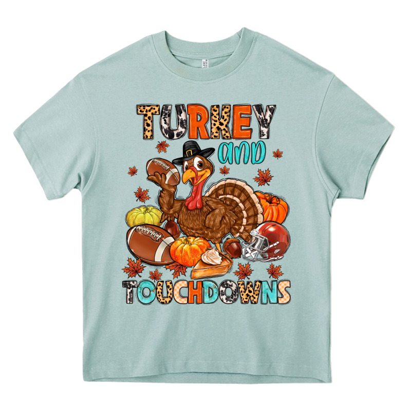 Turkey And Touchdowns Heavy Core Tee by MaliasSmallBusiness | Teevron
