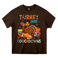 Chocolate Brown turkey and touchdowns Heavy Core Tee - MaliasSmallBusiness