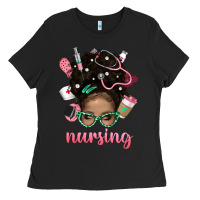Black Afro Messy Bun Nursing Bbs Ladies Tee - BundleAndBundleShop