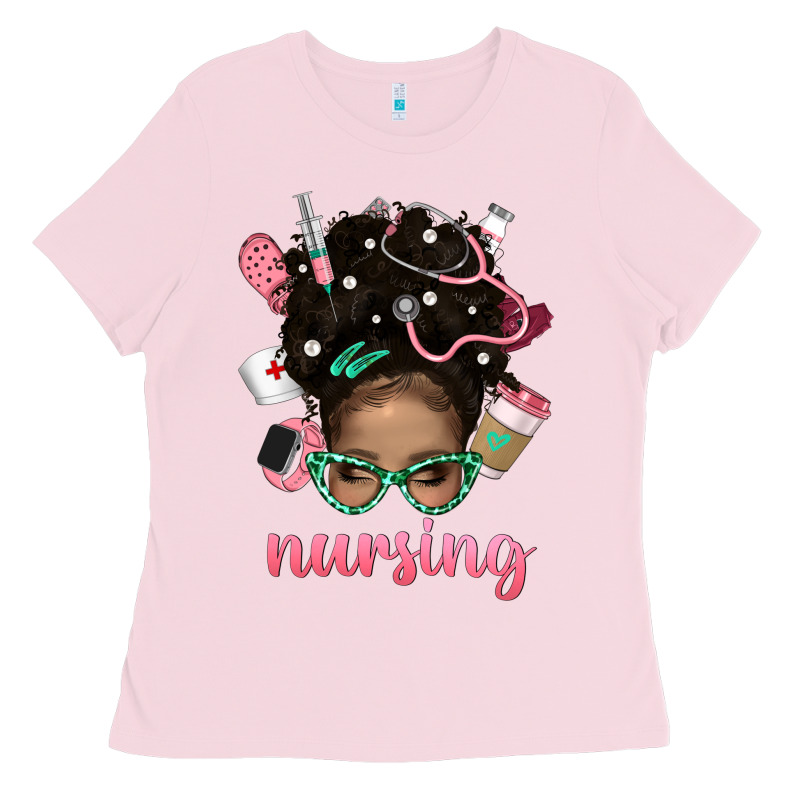 Afro Messy Bun Nursing Bbs Ladies Tee by BundleAndBundleShop | Teevron