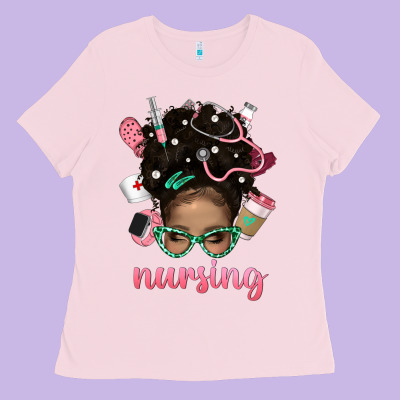Afro Messy Bun Nursing Bbs Ladies Tee Designed By Bundleandbundleshop