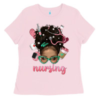 Bubblegum Pink Afro Messy Bun Nursing Bbs Ladies Tee - BundleAndBundleShop