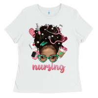 White Afro Messy Bun Nursing Bbs Ladies Tee - BundleAndBundleShop