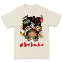 Bone Afro Messy Bun Best Teacher With Leopard Glasses Bbs Premium Tee - BundleAndBundleShop
