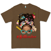 Cacao Afro Messy Bun Best Teacher With Leopard Glasses Bbs Premium Tee - BundleAndBundleShop