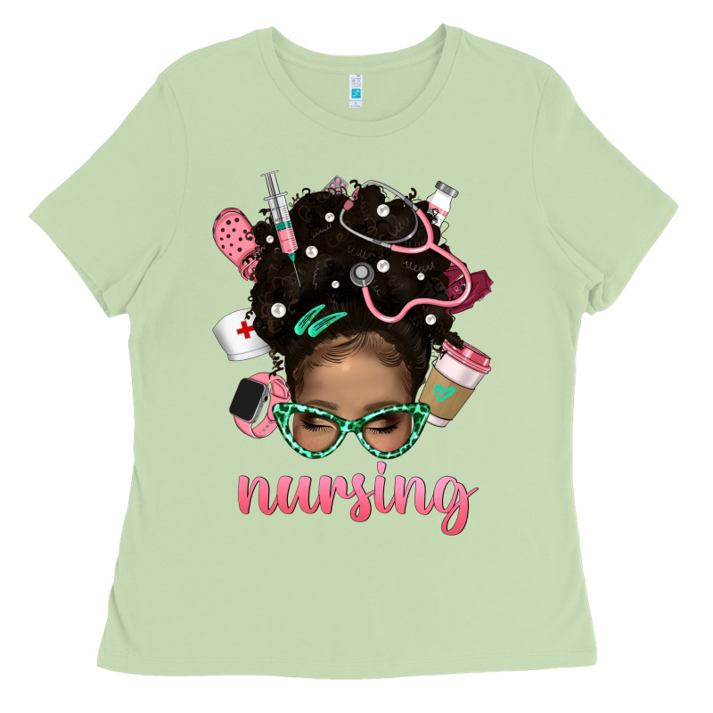 Afro Messy Bun Nursing Bbs Ladies Tee by BundleAndBundleShop | Teevron