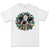 White baby cow with sunflower Premium Tee - RanaPortraitStore