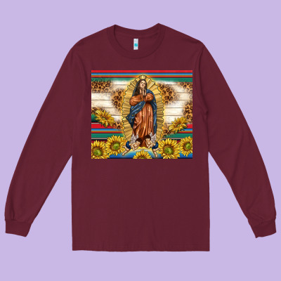 Our Lady Of Guadalupe Long Sleeve Tee Designed By Tumblerdesignbyshophia