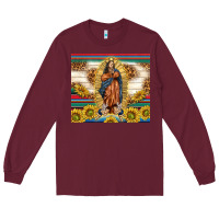 Burgundy our lady of guadalupe Long Sleeve Tee - TumblerDesignByShophia