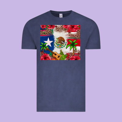 Mexican And Puerto Rico Flag Vintage Tee Designed By Texasbilliewilder